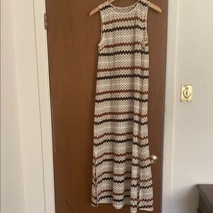 Mister Zimi Brown and Cream Zigzag Maxi Dress